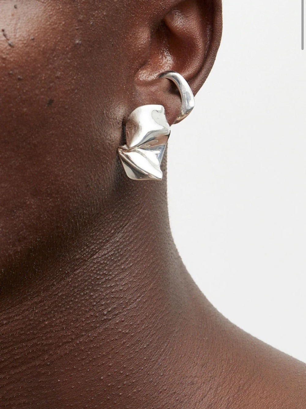 Silver Sculptural Abstract Earrings - Women Jewelry